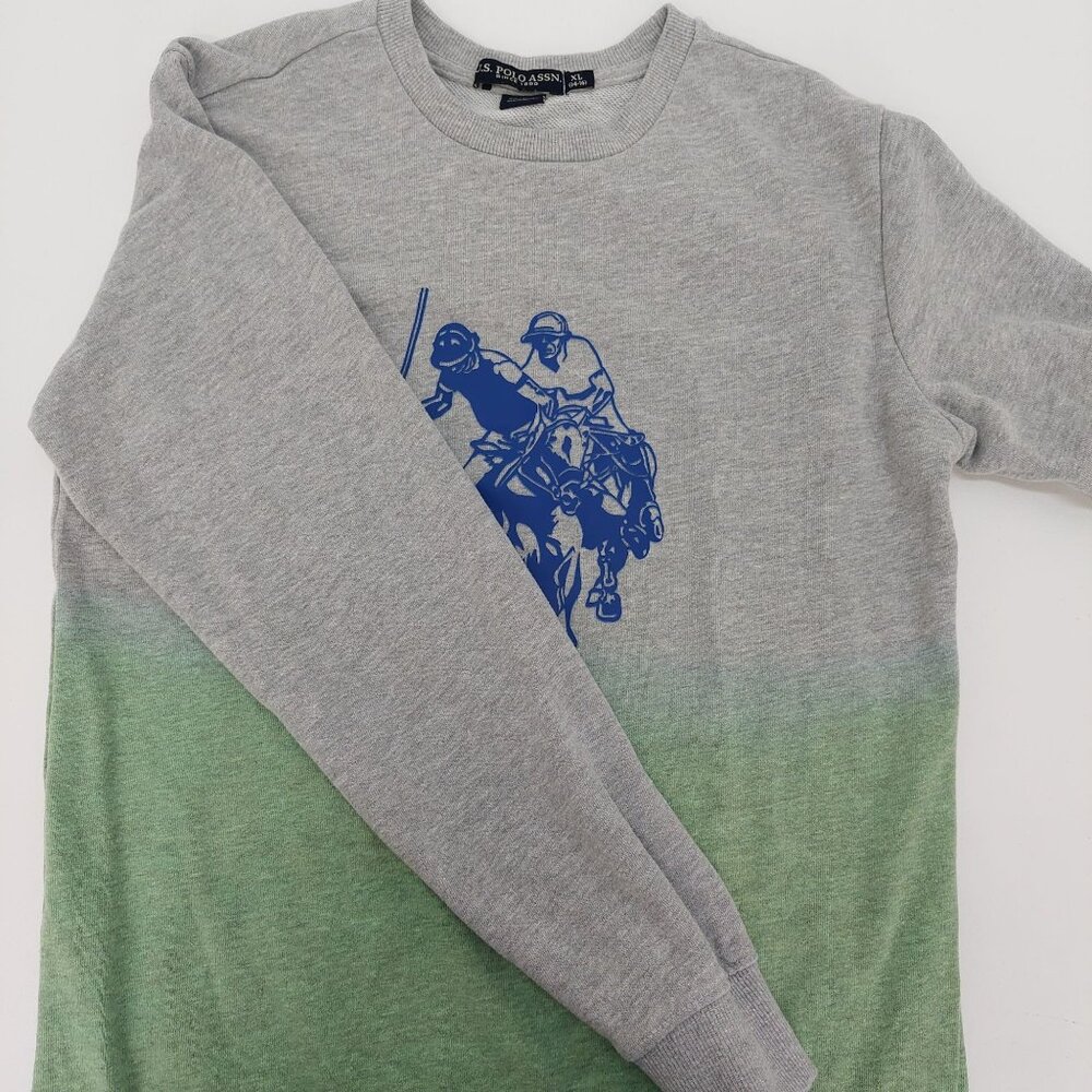 U.S. Polo Assn. Youth XL Gray & Green Ombre Sweatshirt Blue‎ Polo Player Graphic - Picture 3 of 8